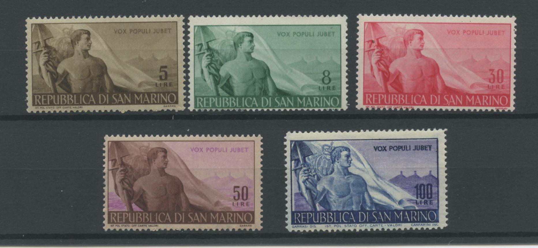 Scansione lotto: SAN MARINO 1948 LAVORATORI 5V. ** CENTRATO