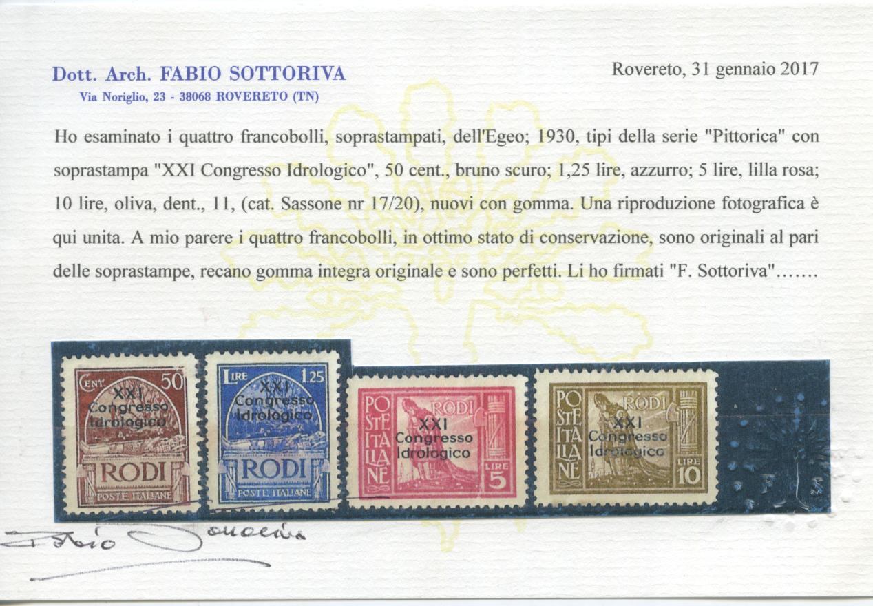 Scansione lotto: COLONIE EGEO 1930 IDROLOGICO 9V. 2 **  CERT.