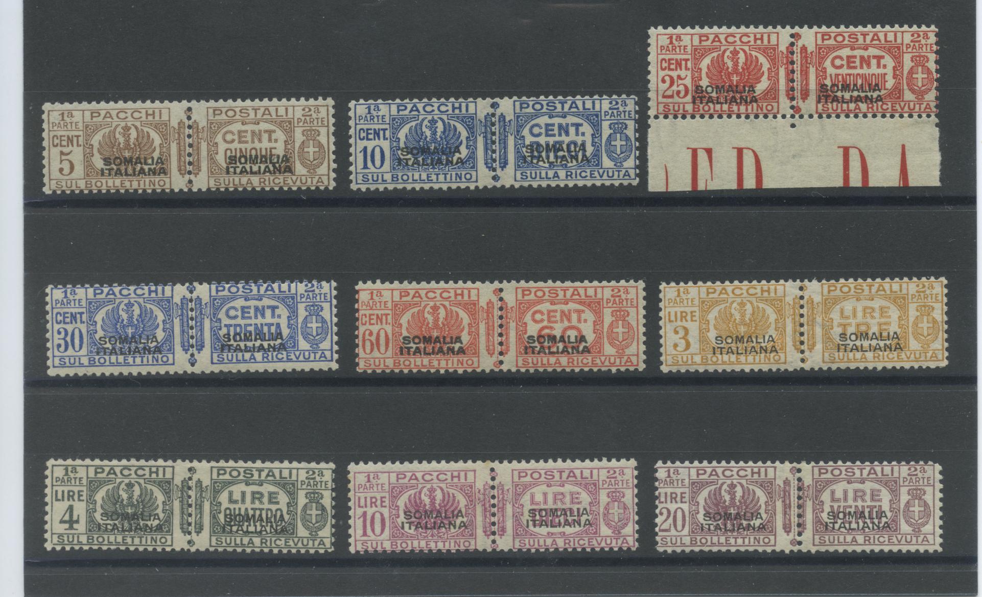 Scansione lotto: COLONIE SOMALIA 1928/41 PACCHI 9V. 3 **  CERT.