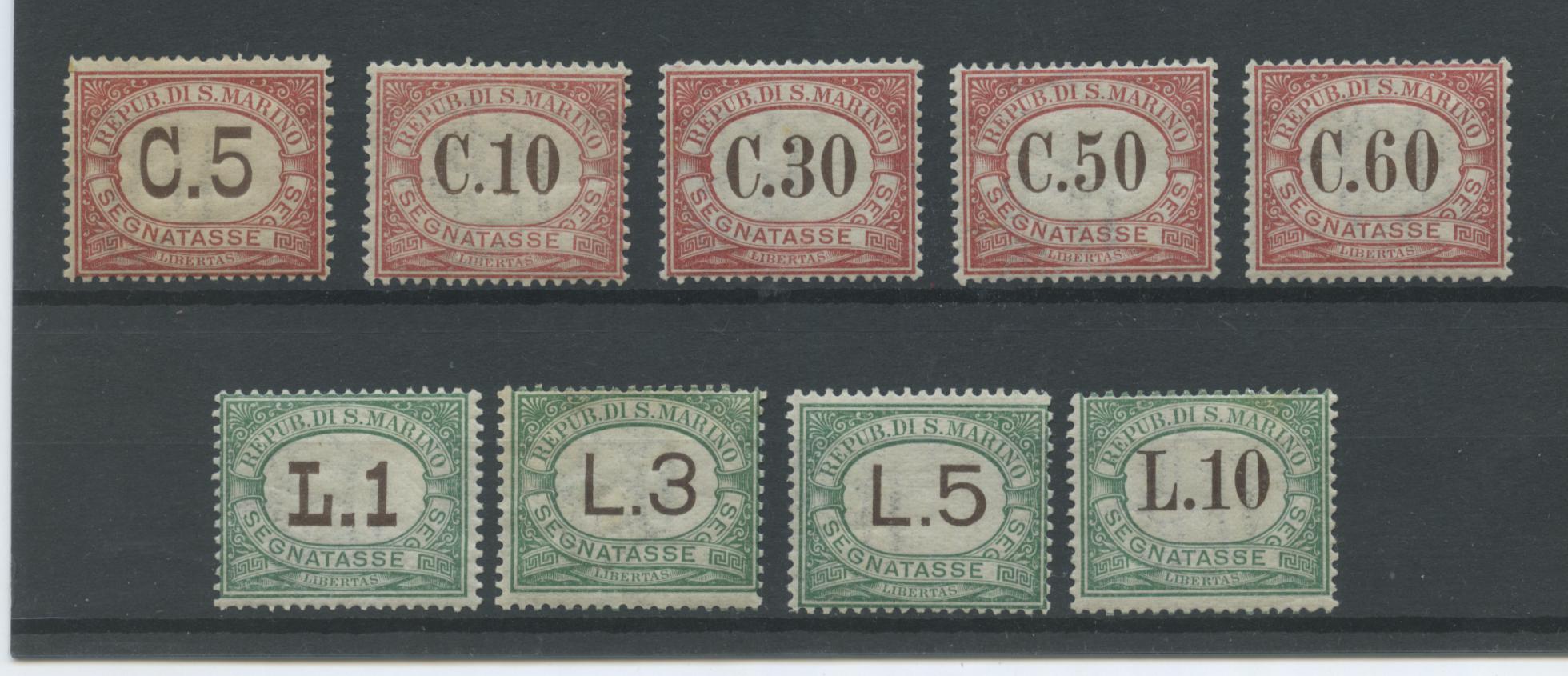 Scansione lotto: SAN MARINO 1924 TASSE RARA 9V. 2 ** CENTRATO CERT.