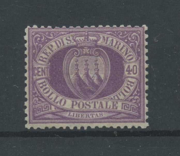 Scansione lotto: SAN MARINO 1877 40C. LILLA ** LUSSO CERT.