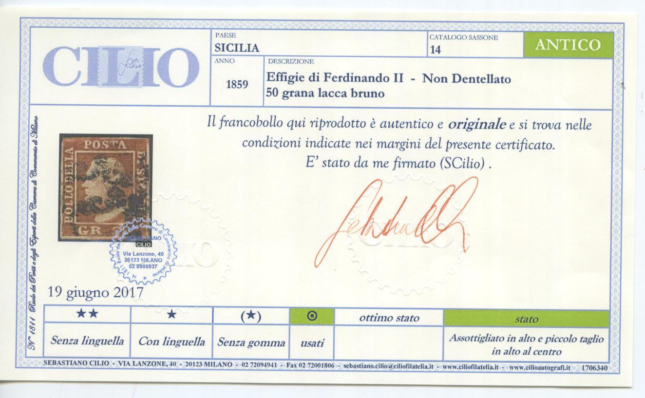 Scansione lotto: SICILIA 1869 50GRANI (II SCELTA) US.  CERT.