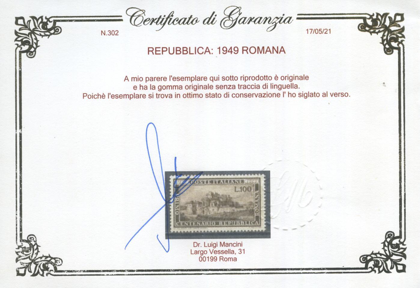 Scansione lotto: REPUBBLICA 1949 ANNATA CPL. 22V. ** LUSSO CERT.