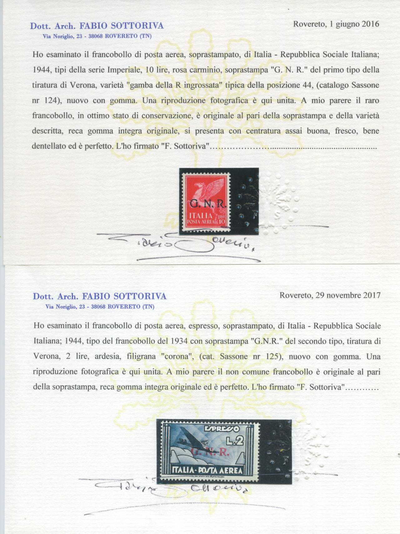 Scansione lotto: RSI E LUOGOTENENZA 1944 P.A. GNR 9V. **  CERT.