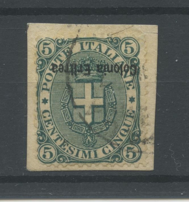 Scansione lotto: COLONIE ERITREA 1893 C.5 SOVR. ROVES. US.  CERT.