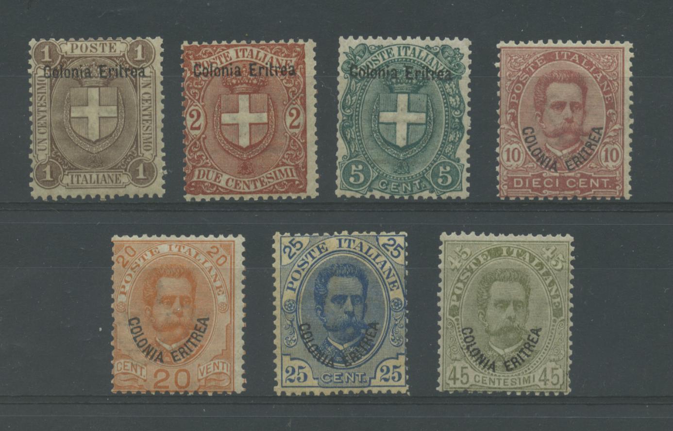 Scansione lotto: COLONIE ERITREA 1895/99 VARI 7V. **