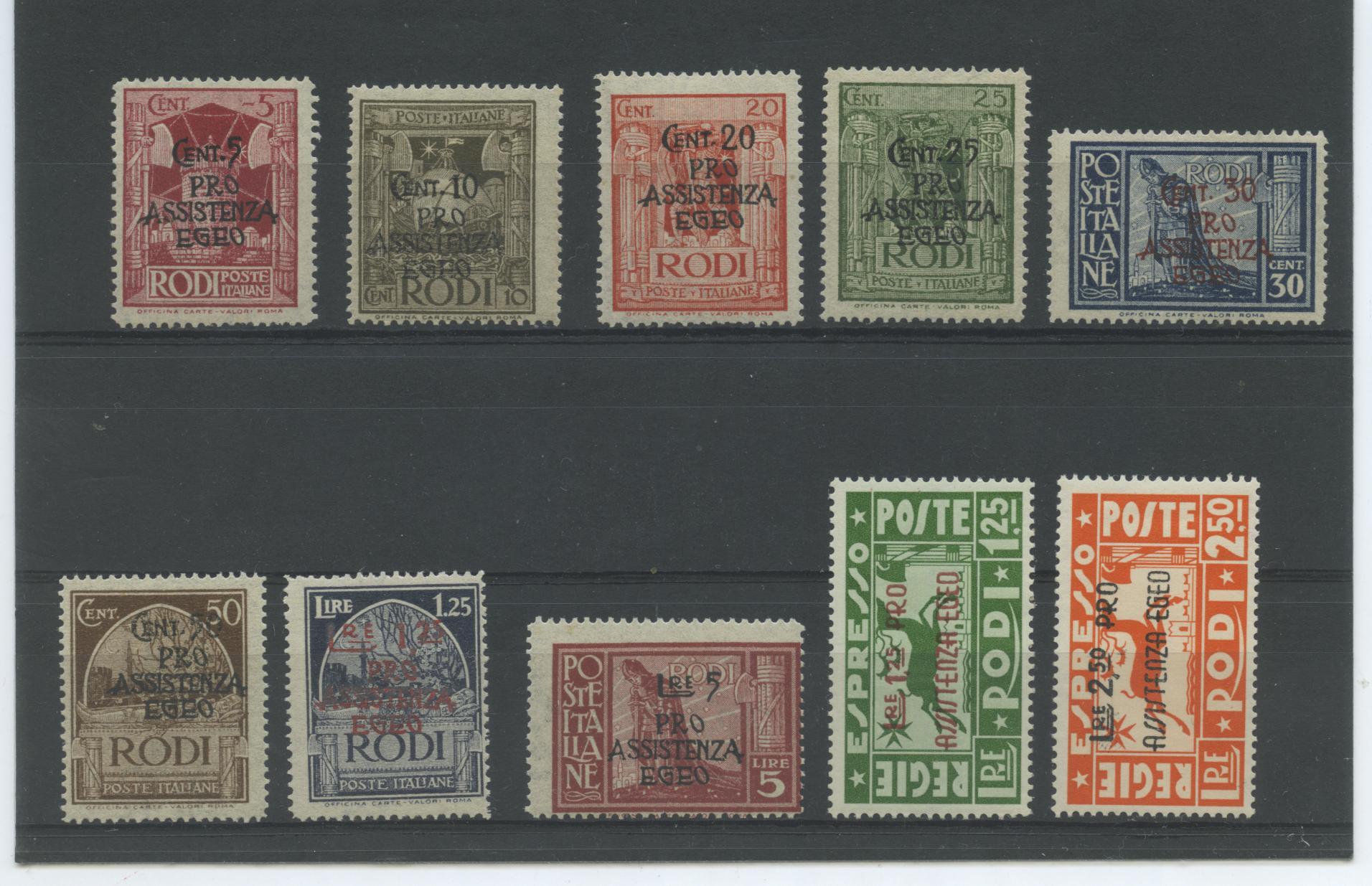 Scansione lotto: COLONIE EGEO 1943 PRO ASSISTENZA 10V. 3 **