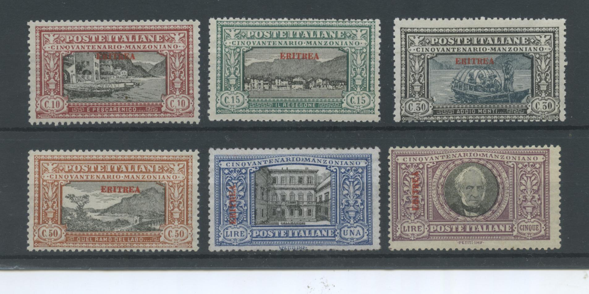 Scansione lotto: COLONIE ERITREA 1924 MANZONI 6V. **  CERT.