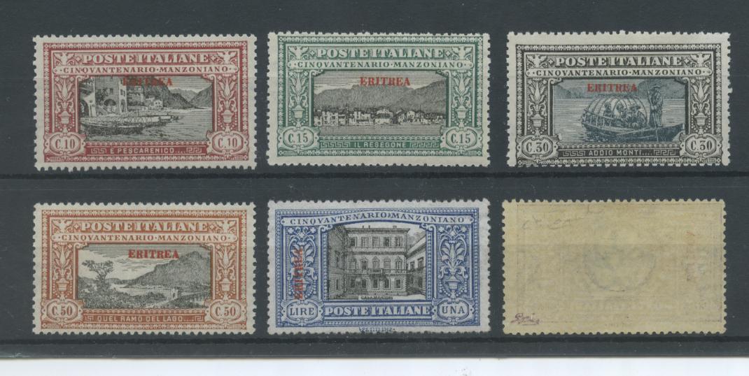 Scansione lotto: COLONIE ERITREA 1924 MANZONI 6V. **  CERT.