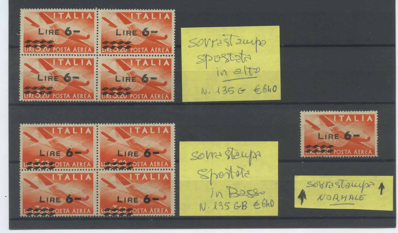 Scansione lotto: REPUBBLICA 1947 L.6 SU 3,20 X4 VARIETA' **