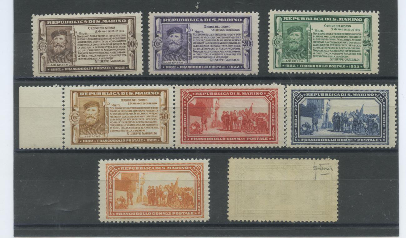 Scansione lotto: SAN MARINO 1932 GARIBALDI 8V. ** CENTRATO CERT.