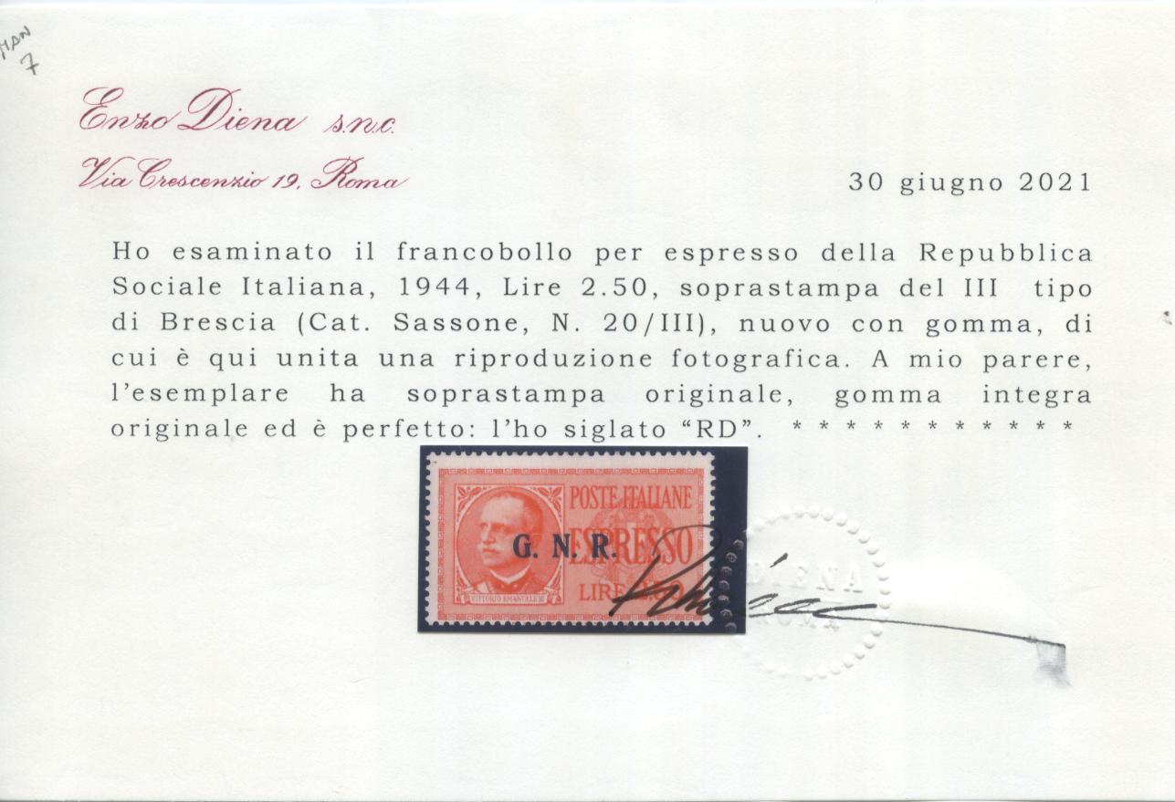 Scansione lotto: RSI E LUOGOTENENZA 1944 EX. BS. 2V. **  CERT.