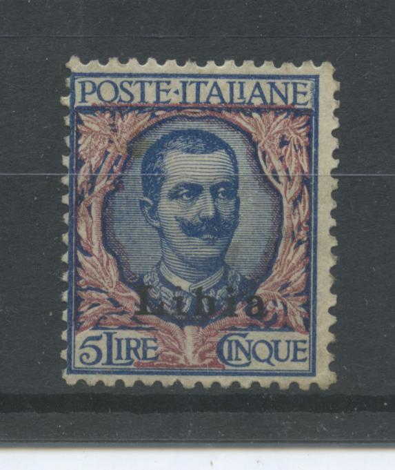 Scansione lotto: COLONIE LIBIA 1912/5 SOVR. L.5 3 **  CERT.