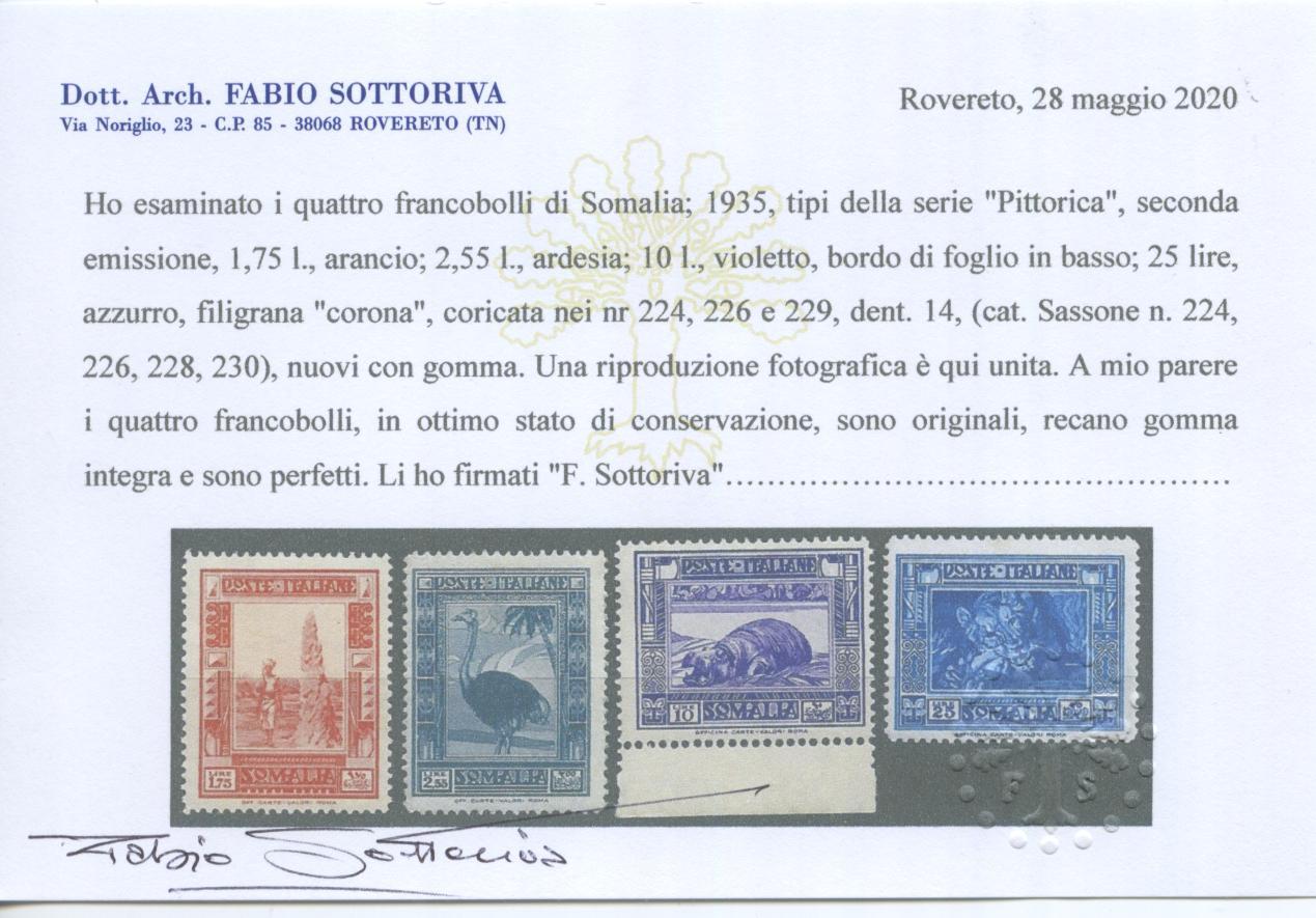 Scansione lotto: COLONIE SOMALIA 1935/8 PITTORICA 17V. 2 CENT. **  CERT.