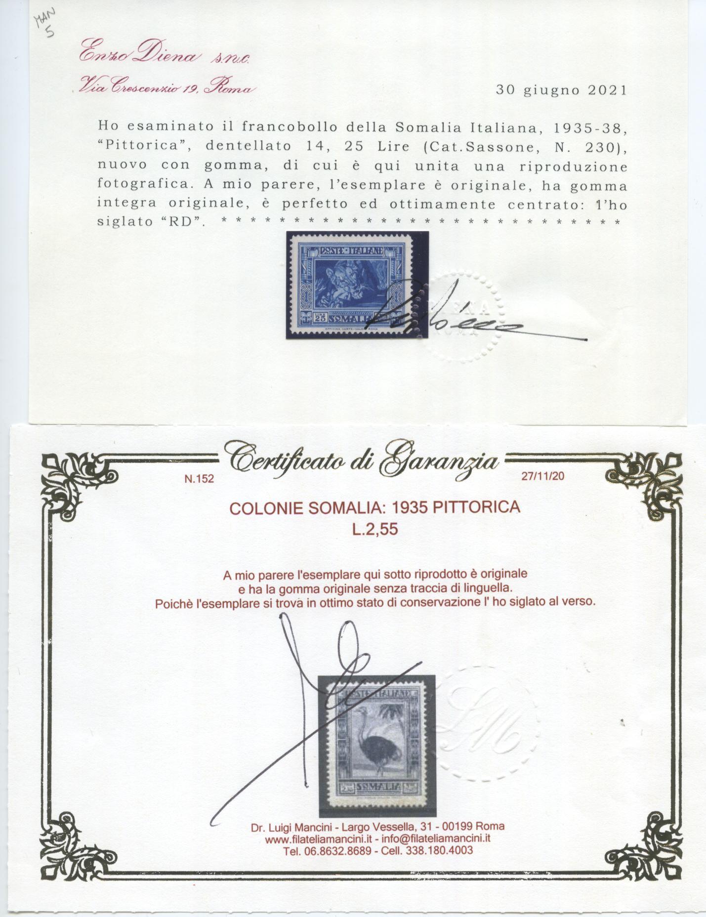 Scansione lotto: COLONIE SOMALIA 1935/8 PITTORICA 17V. 3 CENT. **  CERT.