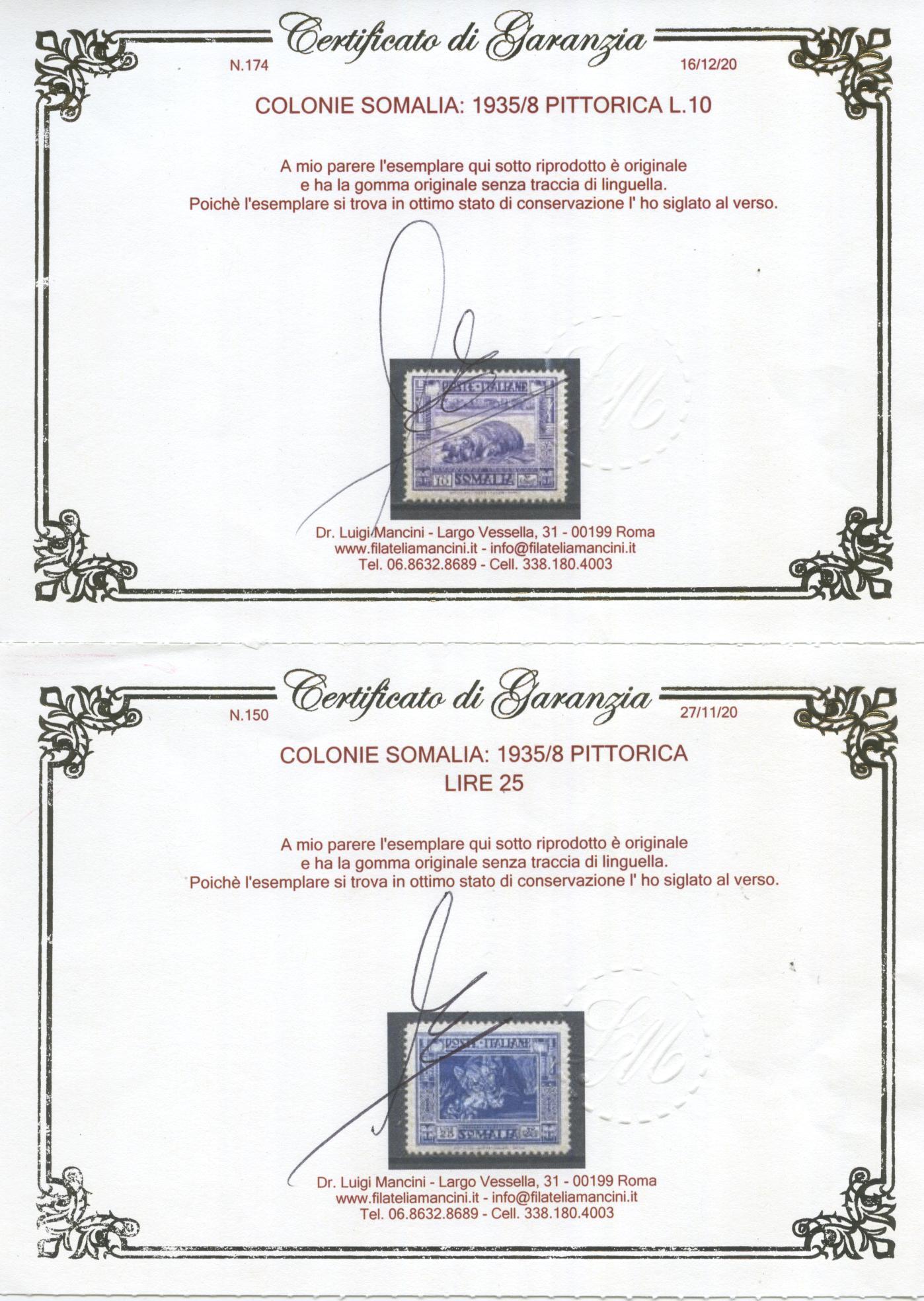 Scansione lotto: COLONIE SOMALIA 1935/8 PITTORICA 17V. 3 CENT. **  CERT.