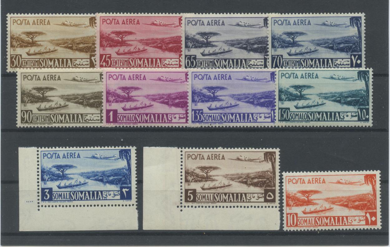 Scansione lotto: COLONIE SOMALIA 1950/1 POSTA AEREA 11V. 2 ** LUSSO