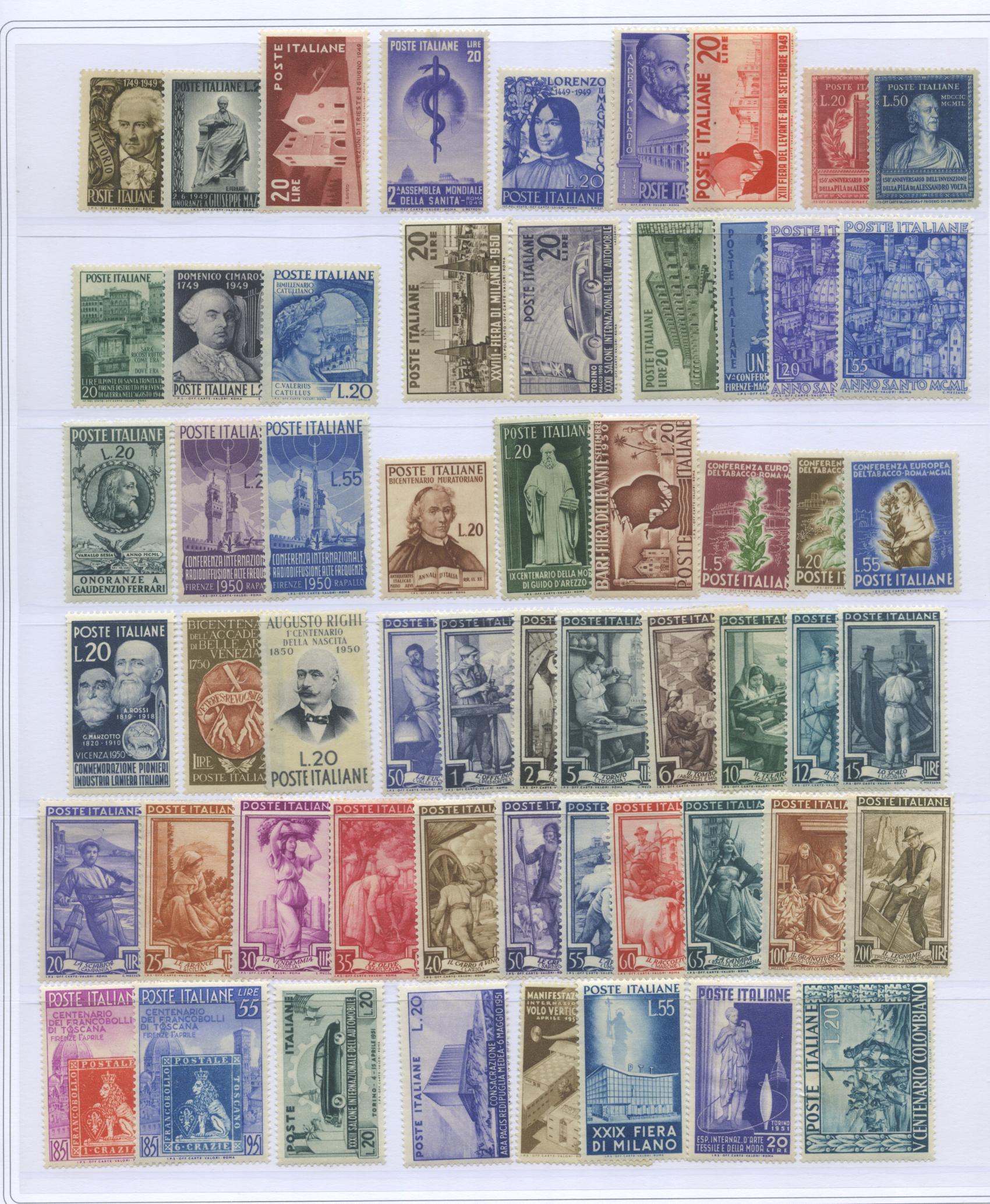 Scansione lotto: REPUBBLICA 1945/54 COLLEZIONE RUOTA CPL. *