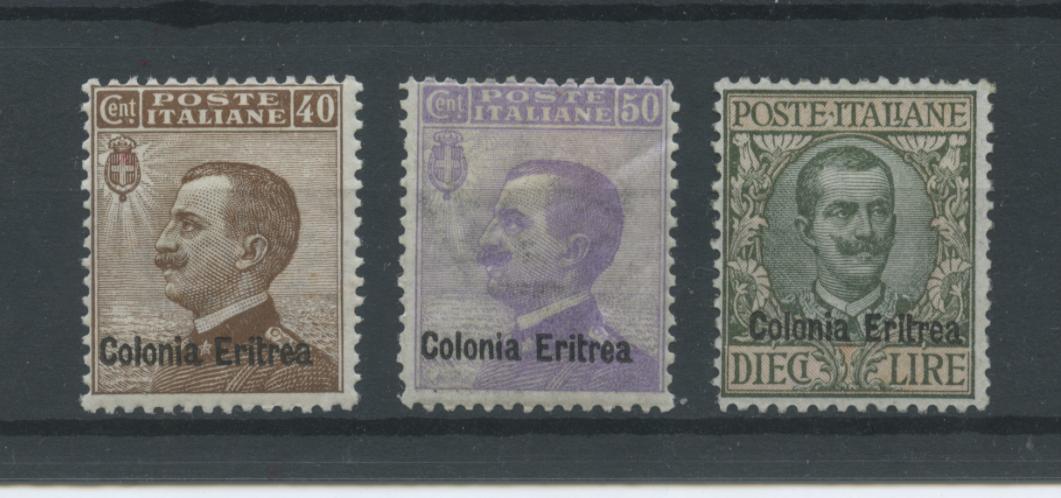 Scansione lotto: COLONIE ERITREA 1916 SOVR. 3V. * CENTRATO