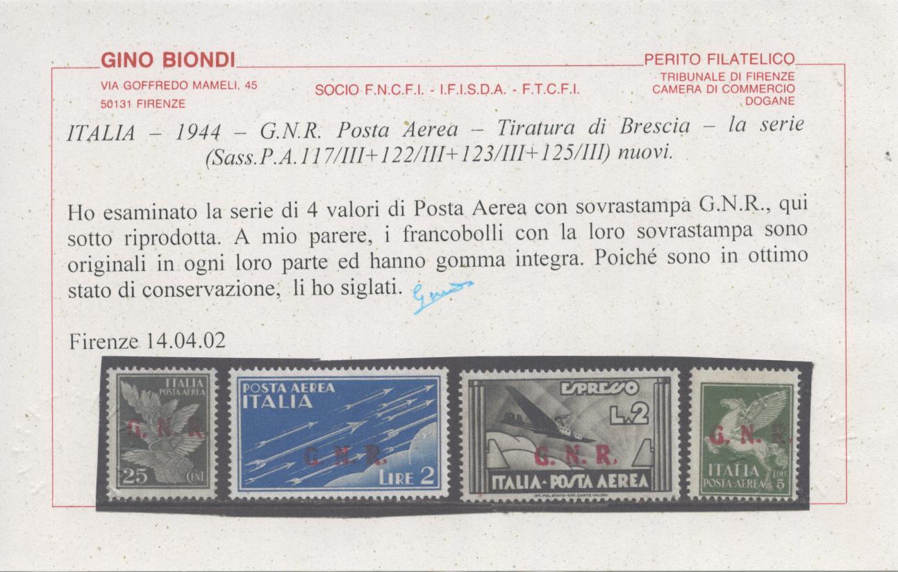 Scansione lotto: RSI E LUOGOTENENZA 1944 P.A. BRES. 4V. III 2 **  CERT.