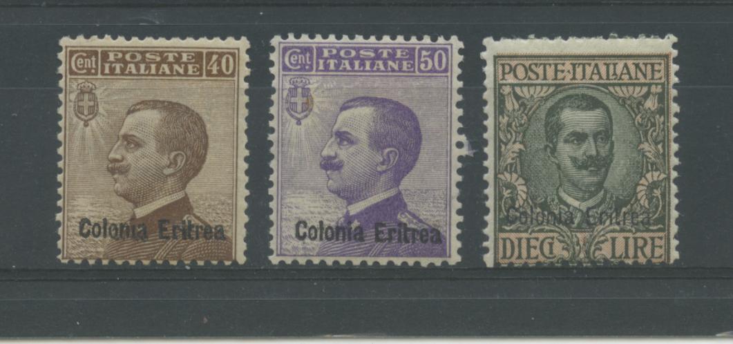 Scansione lotto: COLONIE ERITREA 1916 SOVR. 3V. 4 **  CERT.