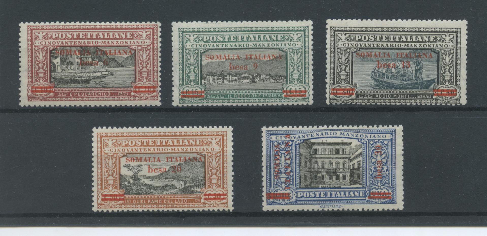 Scansione lotto: COLONIE SOMALIA 1924 MANZONI 5V. SERIETTA ** CENTRATO