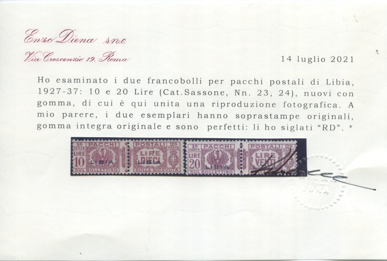 Scansione lotto: COLONIE LIBIA 1927/37 PACCHI 11V. 2 **  CERT.