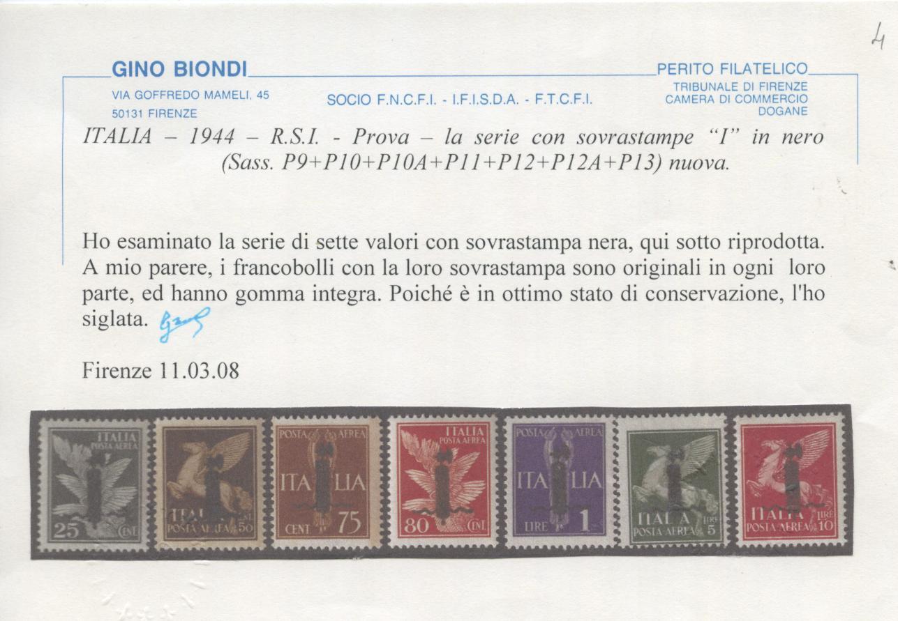 Scansione lotto: RSI E LUOGOTENENZA 1944 SAGGI N. P.9/13 **  CERT.