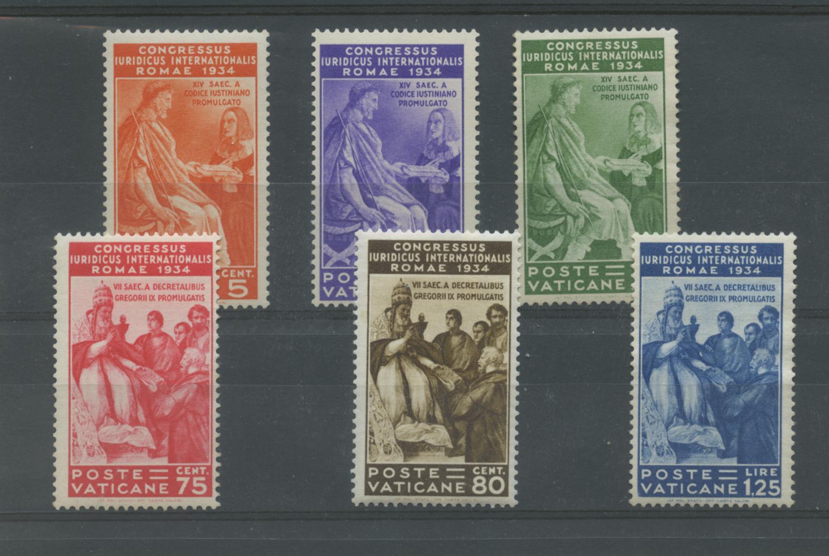 Scansione lotto: VATICANO 1935 GIURIDICO 6V. 5 **  CERT.