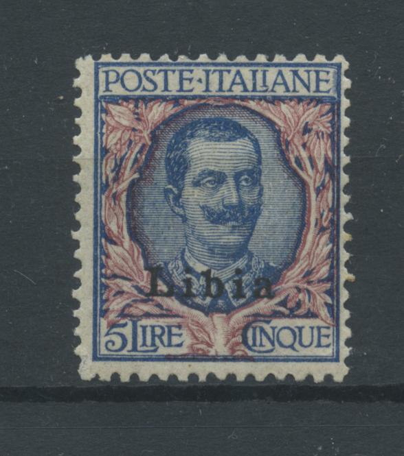 Scansione lotto: COLONIE LIBIA 1912/5 SOVR. L.5 ** CENTRATO CERT.