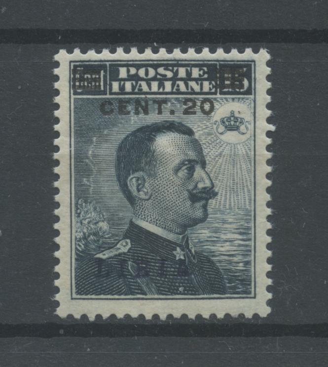 Scansione lotto: COLONIE LIBIA 1916 20C. SU 15C. 5 ** LUSSO