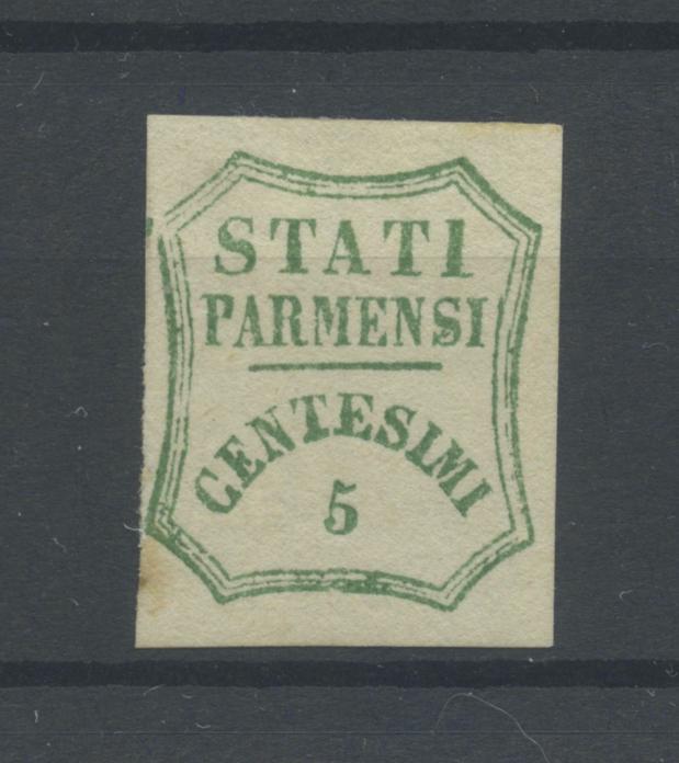 Scansione lotto: PARMA 1859 5C. VERDE AZZURRO N.12 *  CERT.