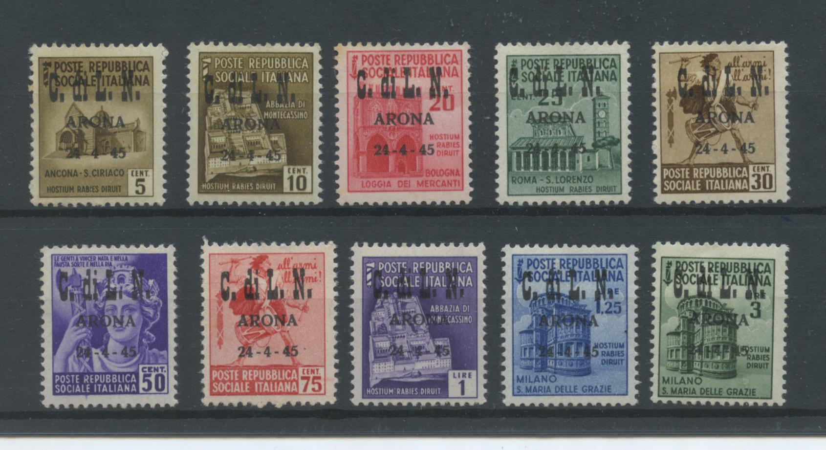 Scansione lotto: ITALIA EMISSIONI LOC 1945 ARONA 10V. *