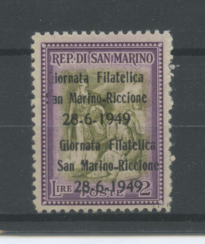 Scansione lotto: SAN MARINO 1949 L.2 DOPPIA SOVR. N.357 **