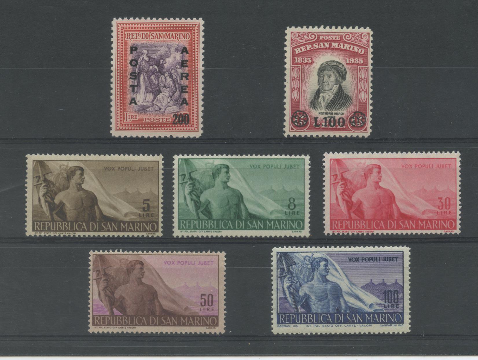 Scansione lotto: SAN MARINO 1948 ANNATA CPL. E P.A. 7V. **