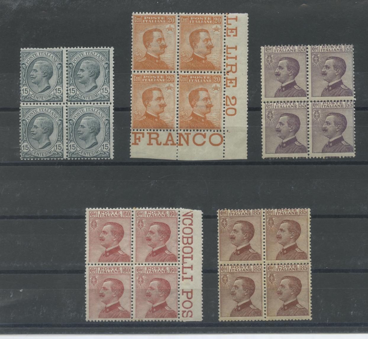 Scansione lotto: REGNO 1917/20 MICHETTI 5V. QUARTINA 2 ** CENTRATO