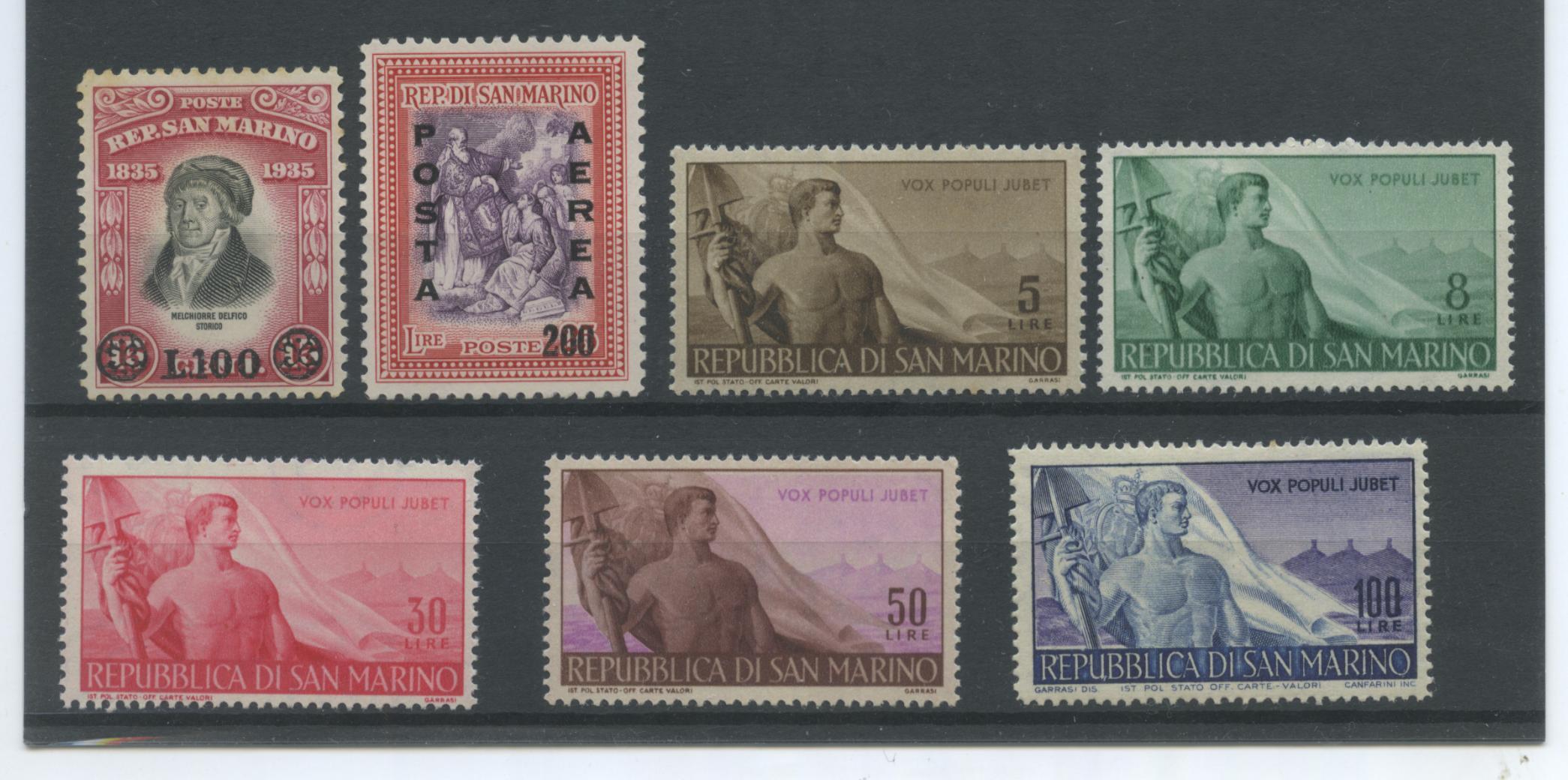 Scansione lotto: SAN MARINO 1948 ANNATA CPL. E P.A. 7V. * CENTRATO