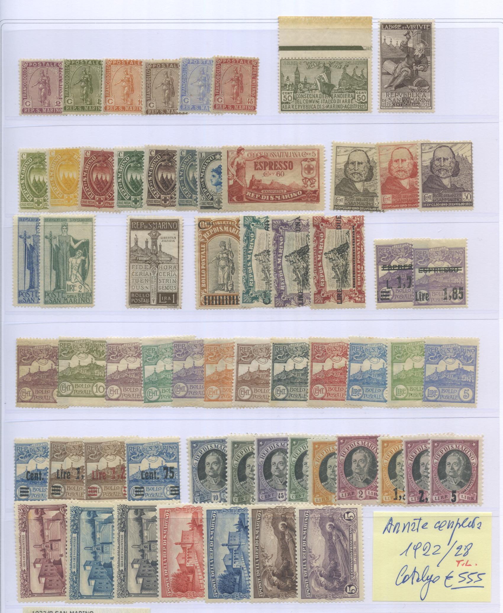 Scansione lotto: SAN MARINO 1922/8 ANNATE CPL. 60V. 2 *