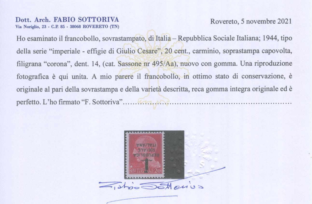 Scansione lotto: RSI E LUOGOTENENZA 1944 GIULIO CESARE(roves.) **  CERT.