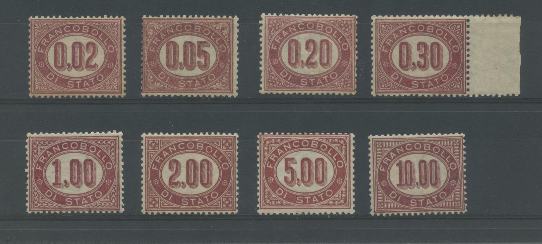 Scansione lotto: REGNO 1875 SERVIZIO 8V. 4 ** CENTRATO