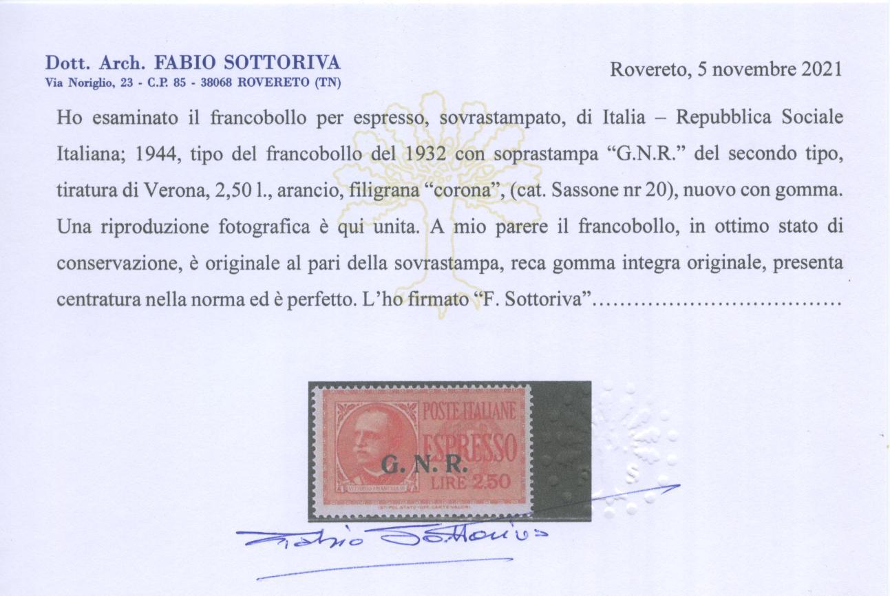 Scansione lotto: RSI E LUOGOTENENZA 1944 ESPRESSO 2V. VERONA 5 **  CERT.