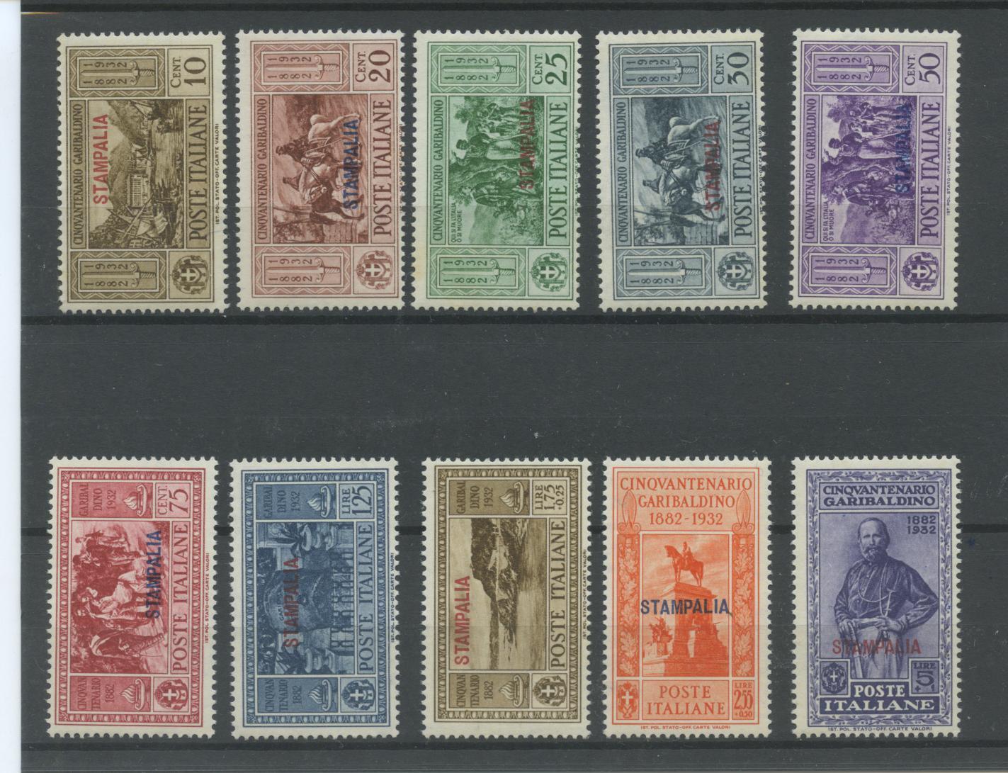 Scansione lotto: COLONIE EGEO 1932 STAMPALIA GARIBALDI 10V. 3 **