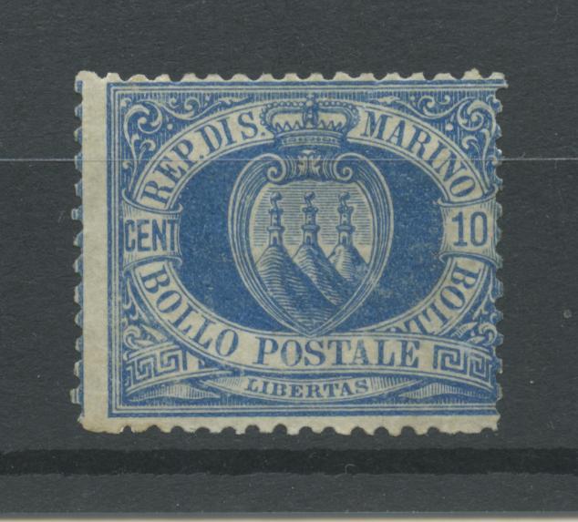 Scansione lotto: SAN MARINO 1888 10C. AZZURRO N.3A 2 **  CERT.