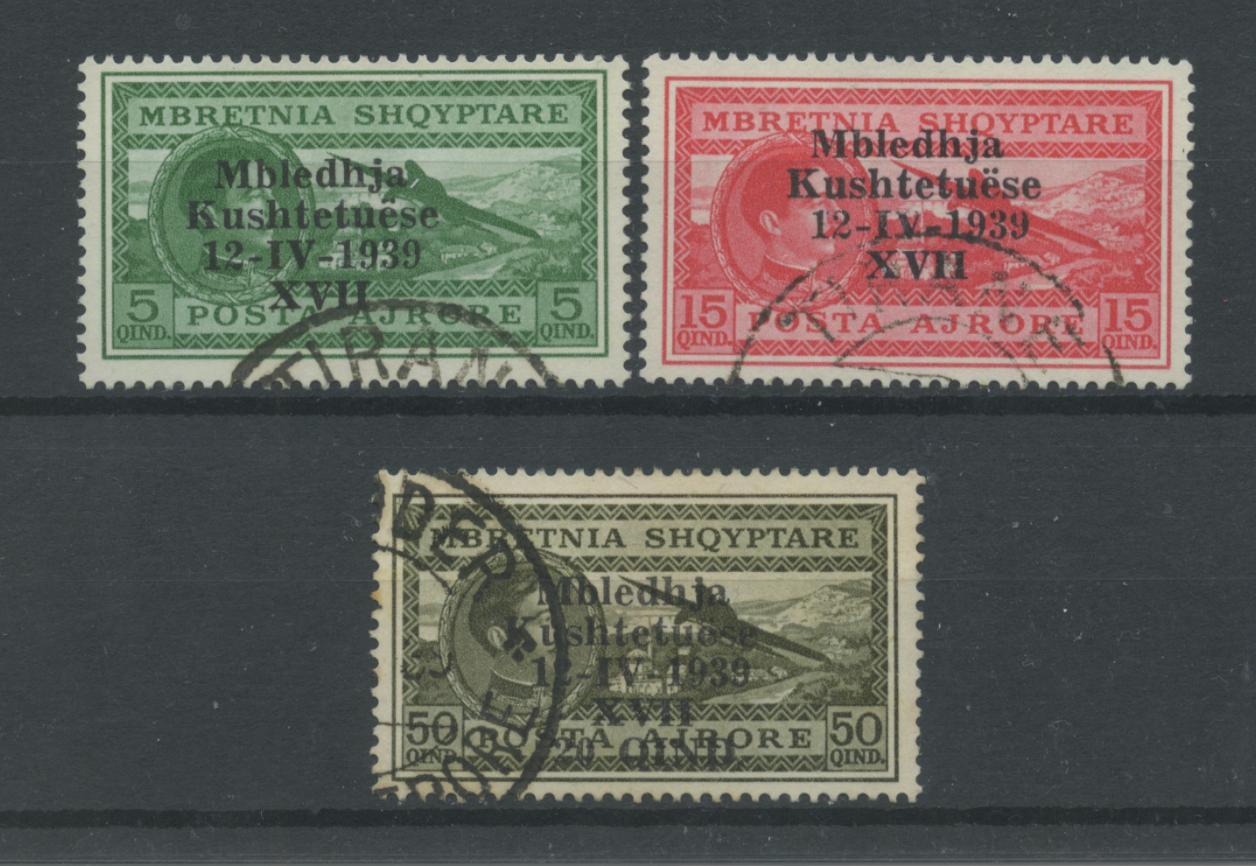 Scansione lotto: OCCUPAZIONI ALBANIA 1939 POSTA AEREA 3V. US.