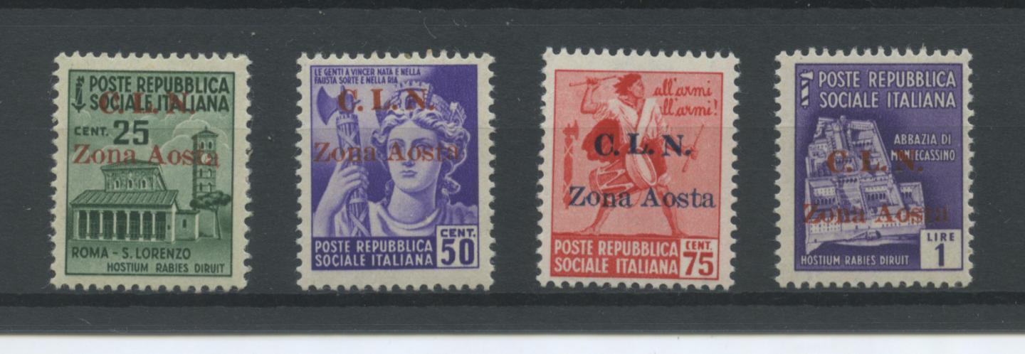 Scansione lotto: ITALIA EMISSIONI LOC 1944 AOSTA N.1/4 *
