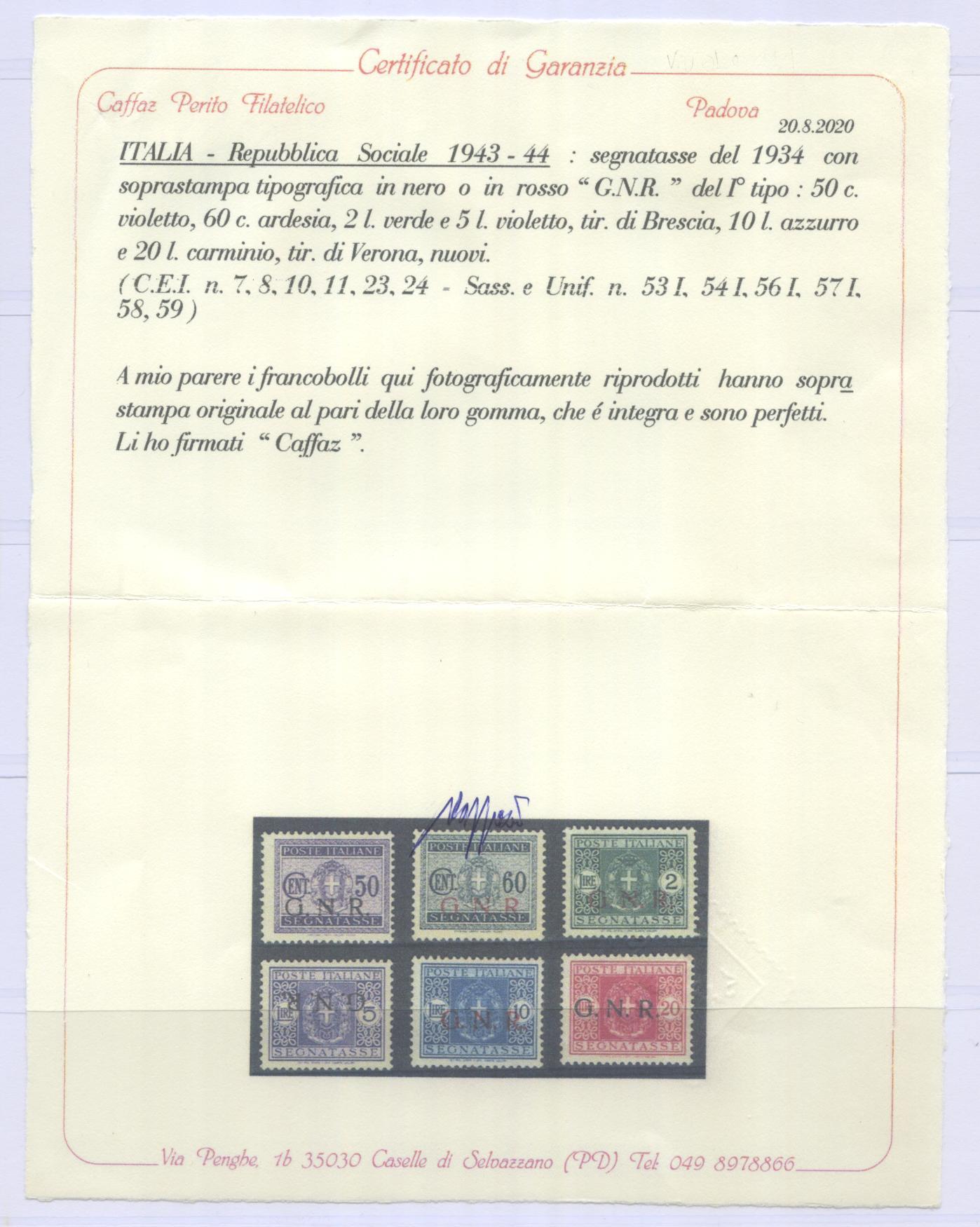 Scansione lotto: RSI E LUOGOTENENZA 1943/44 COLLEZIONE CPL. 2 **  CERT.