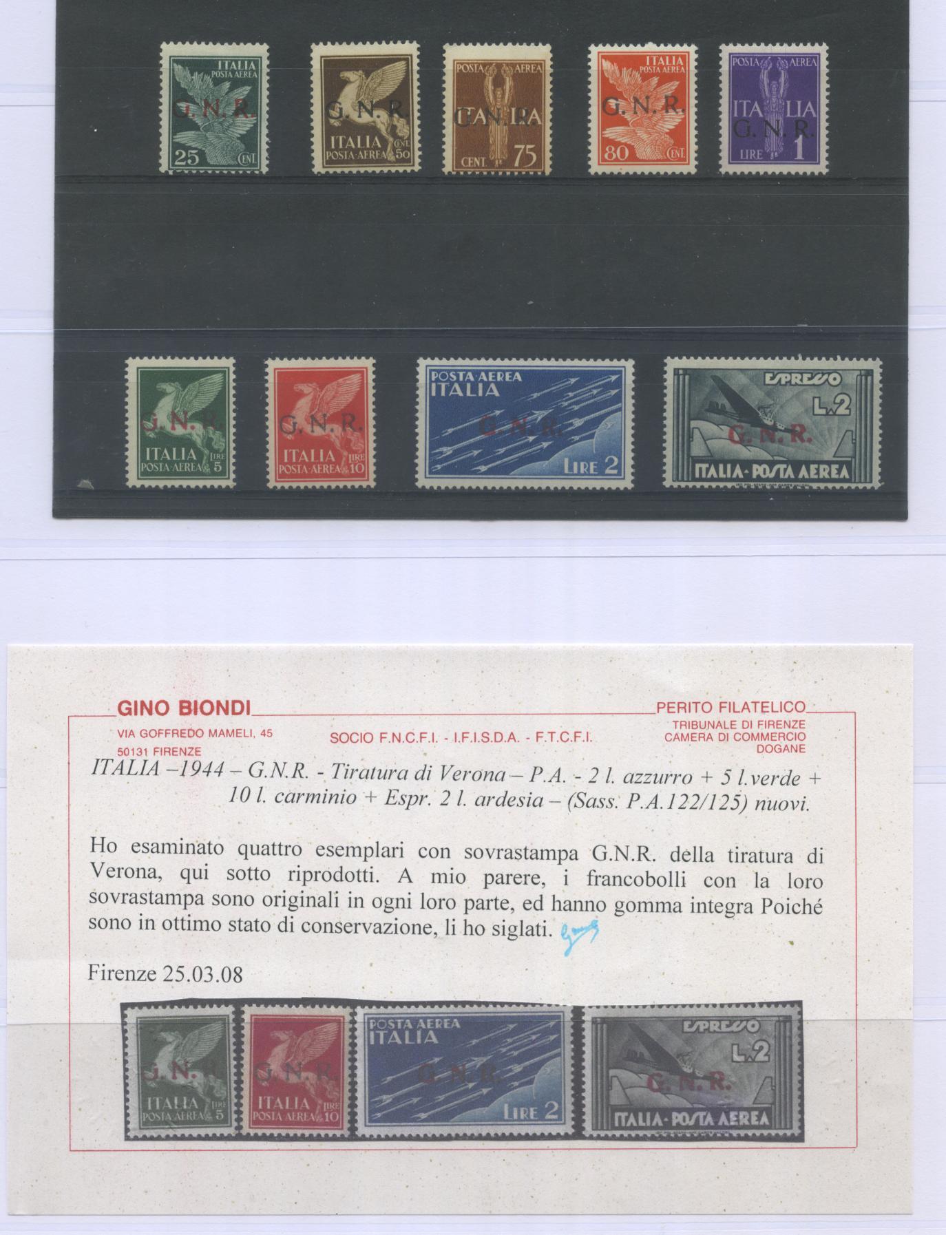 Scansione lotto: RSI E LUOGOTENENZA 1943/44 COLLEZIONE CPL. **  CERT.