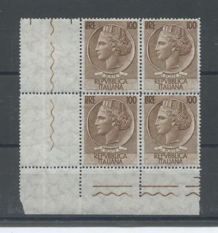 Scansione lotto: REPUBBLICA 1955 L.100 QUARTINA ** LUSSO
