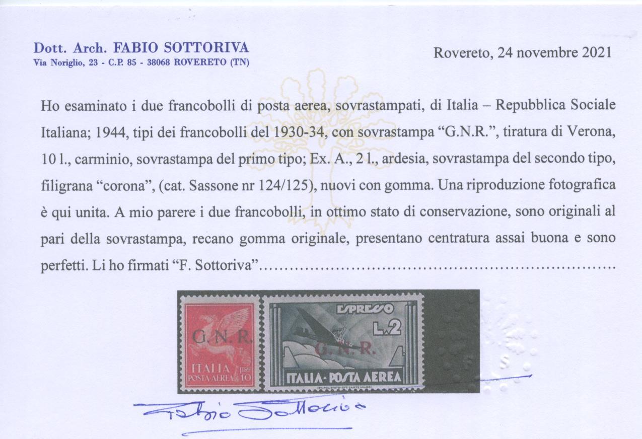 Scansione lotto: RSI E LUOGOTENENZA 1944 P.A. GNR 9V. *  CERT.