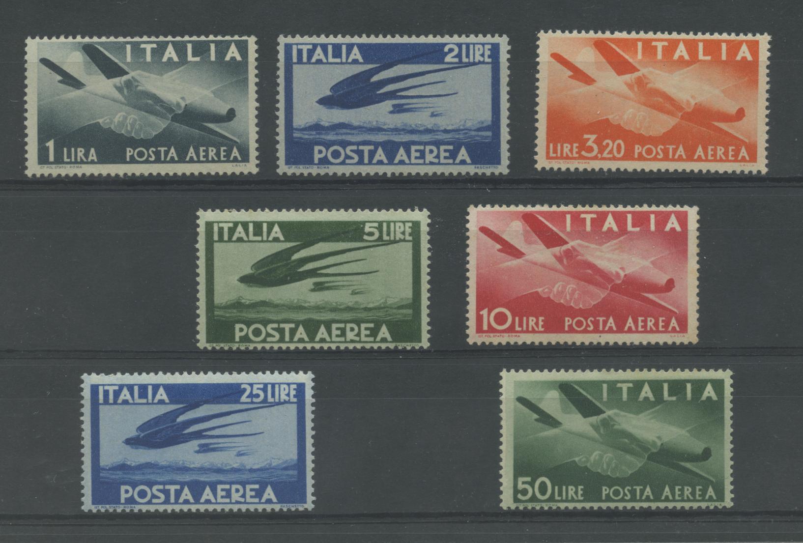 Scansione lotto: REPUBBLICA 1945/6 POSTA AEREA 7V. **